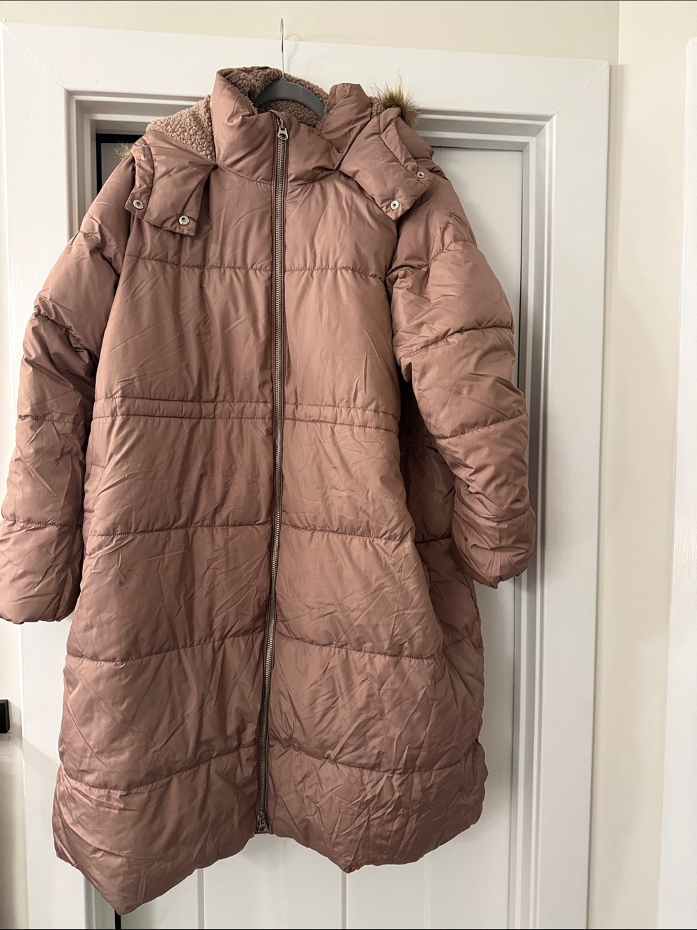 Old Navy Dusty Rose Long Puffer Coat with Hood